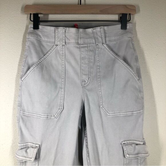 SPANX Stretch Twill Ankle Cargo Pants Pull On Tan Size Medium 31135 - Picture 2 of 6